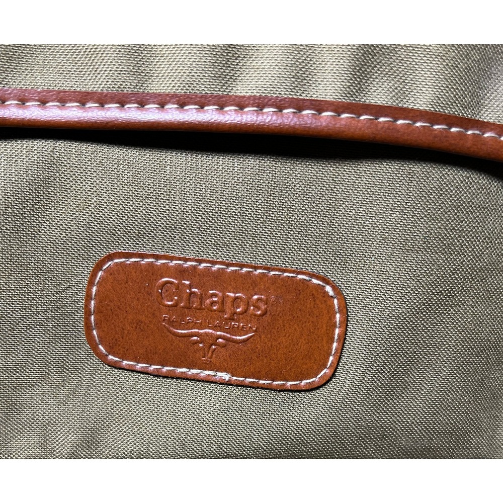 Chaps Ralph Lauren Canvas Leather Trim Toiletry Bag Pouch Khaki Brown - Picture 3 of 6